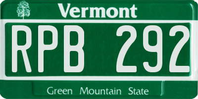 VT license plate RPB292