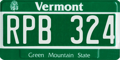 VT license plate RPB324
