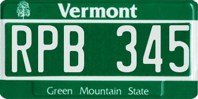 VT license plate RPB345