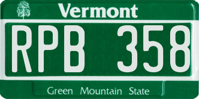 VT license plate RPB358