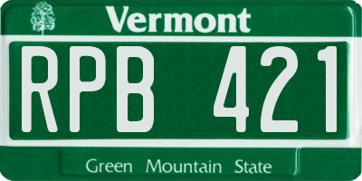 VT license plate RPB421