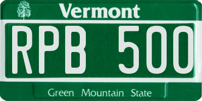 VT license plate RPB500