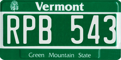 VT license plate RPB543