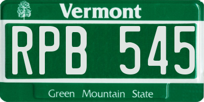 VT license plate RPB545