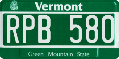 VT license plate RPB580
