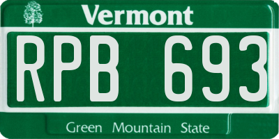 VT license plate RPB693
