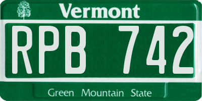 VT license plate RPB742