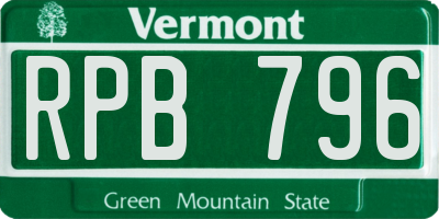 VT license plate RPB796