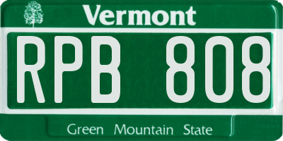 VT license plate RPB808