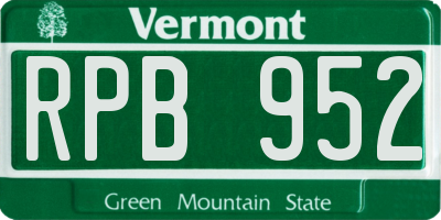 VT license plate RPB952