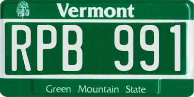 VT license plate RPB991