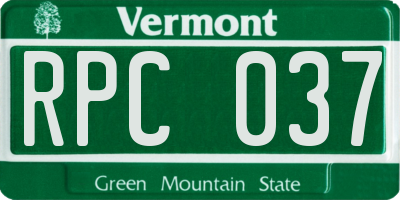 VT license plate RPC037