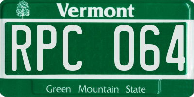 VT license plate RPC064