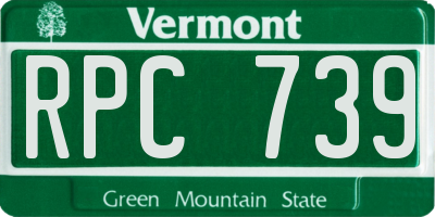 VT license plate RPC739