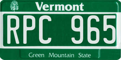 VT license plate RPC965