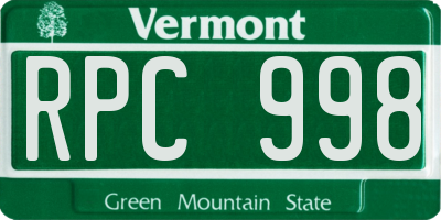 VT license plate RPC998