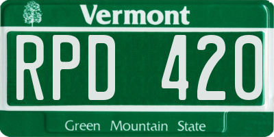 VT license plate RPD420