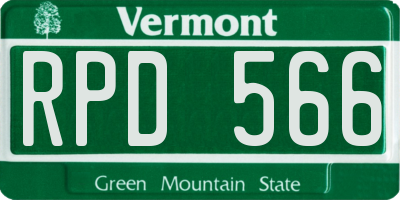 VT license plate RPD566