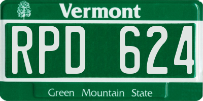 VT license plate RPD624