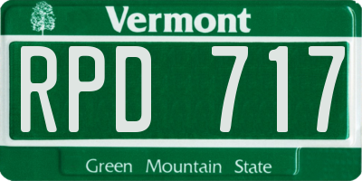 VT license plate RPD717