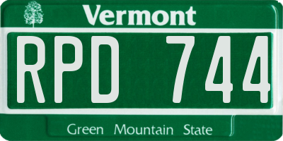 VT license plate RPD744