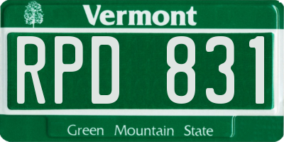VT license plate RPD831