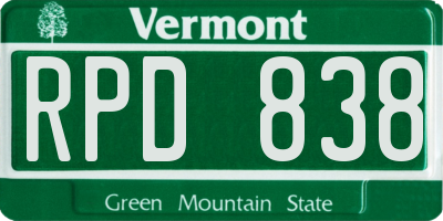 VT license plate RPD838