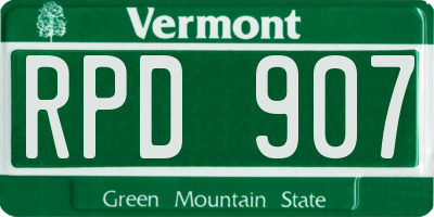VT license plate RPD907
