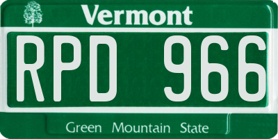 VT license plate RPD966