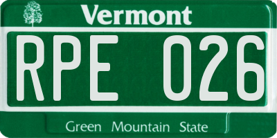 VT license plate RPE026