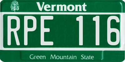 VT license plate RPE116