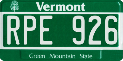 VT license plate RPE926