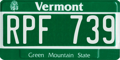 VT license plate RPF739