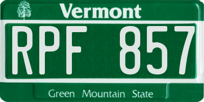 VT license plate RPF857