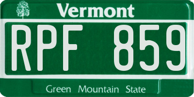 VT license plate RPF859