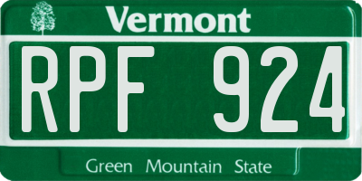 VT license plate RPF924