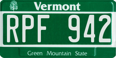 VT license plate RPF942