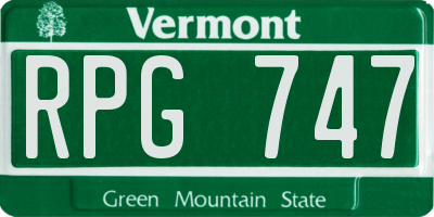 VT license plate RPG747