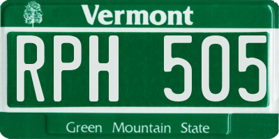 VT license plate RPH505