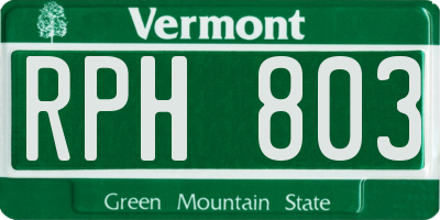 VT license plate RPH803