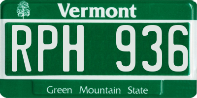 VT license plate RPH936