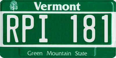 VT license plate RPI181