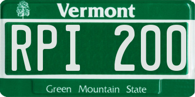 VT license plate RPI200