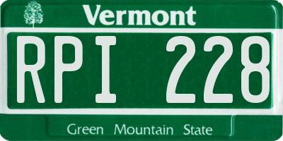 VT license plate RPI228