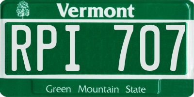 VT license plate RPI707