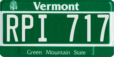 VT license plate RPI717