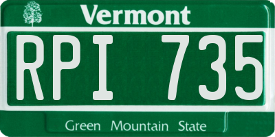 VT license plate RPI735