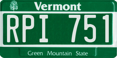 VT license plate RPI751