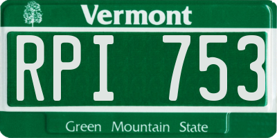 VT license plate RPI753