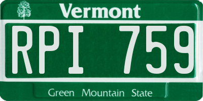 VT license plate RPI759
